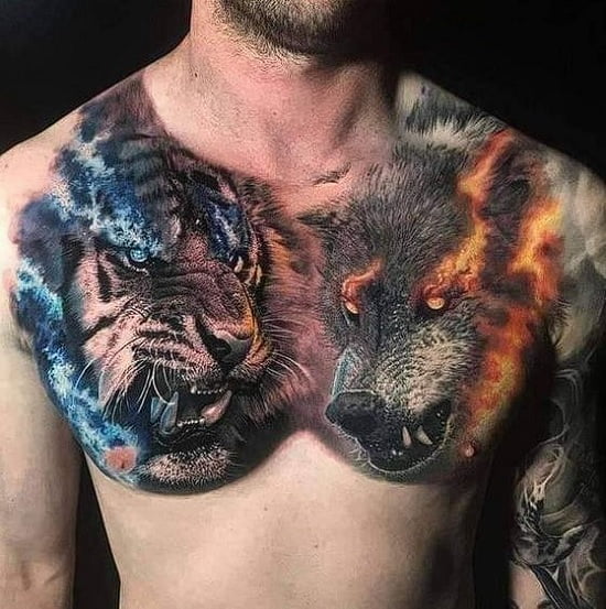 Tatuajes de animales en el pecho