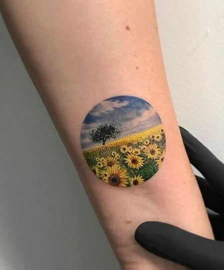 Un paisaje de girasoles