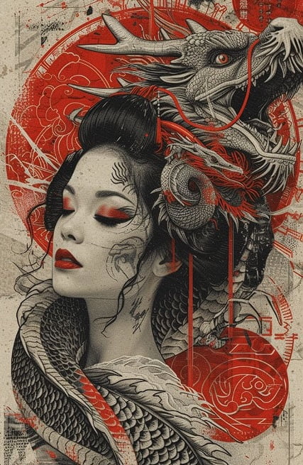 Geishas tatuadas: con dragón