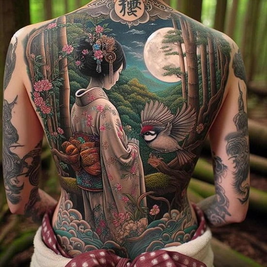 Geisha en la espalda