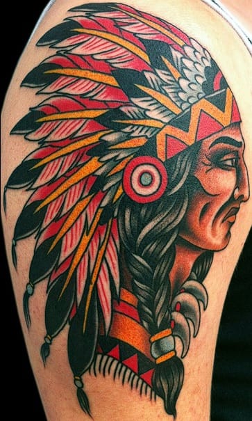 Nativo Americano de la Old School Tattoo