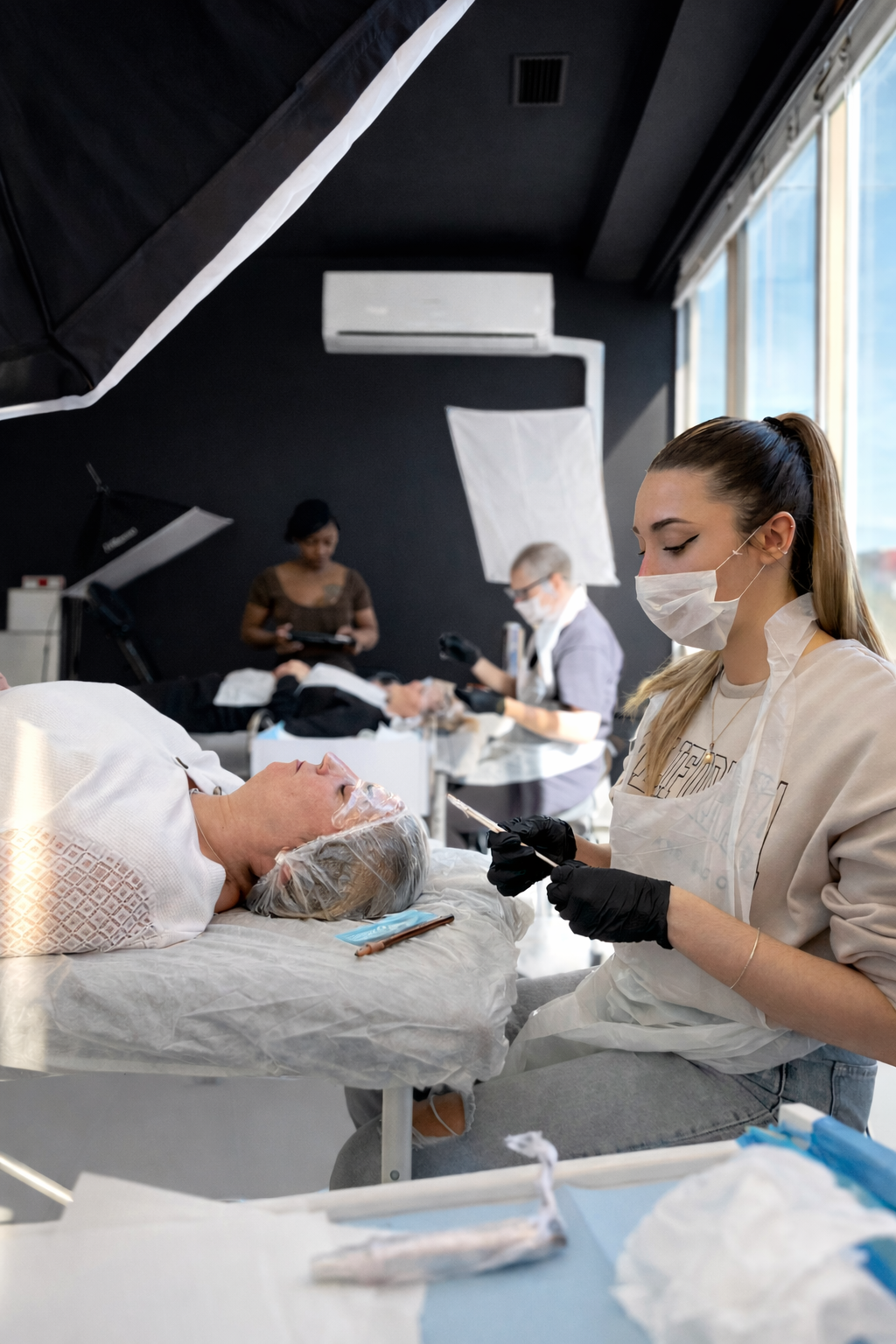 practica real durante el curso avanzado de Micropigmentacion y Microblading oficial